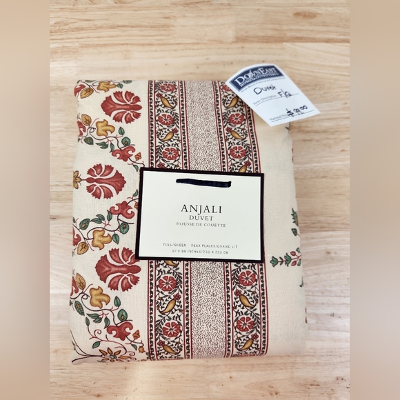 Pottery Barn Anjali Full/Queen Duvet Linen Blend Floral Vintage NOS Cottage Boho